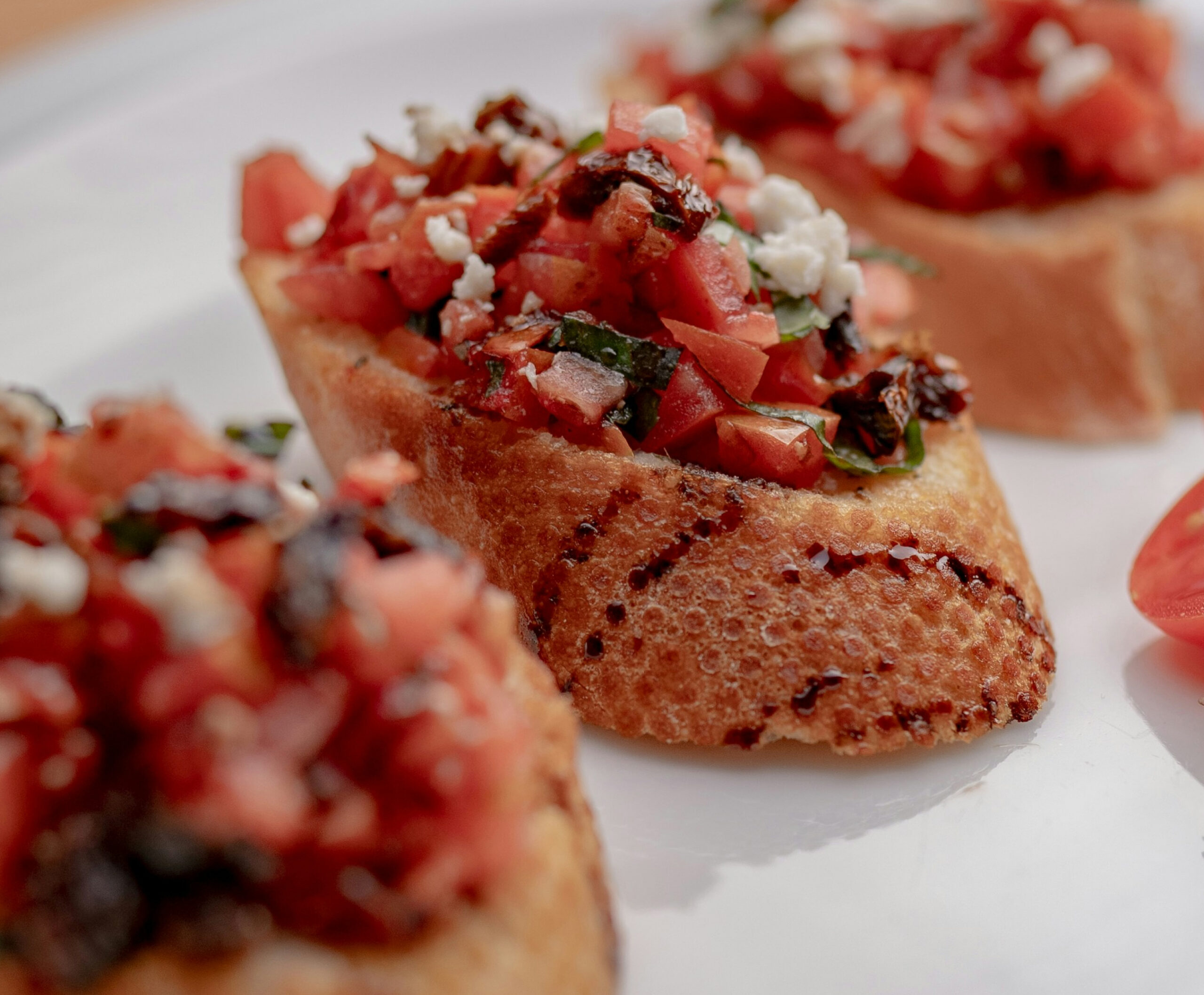 Close up of bruschetta appetizer