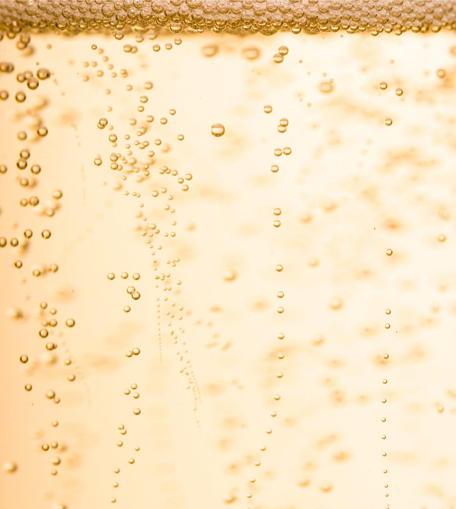 Close up of prosecco bubbles